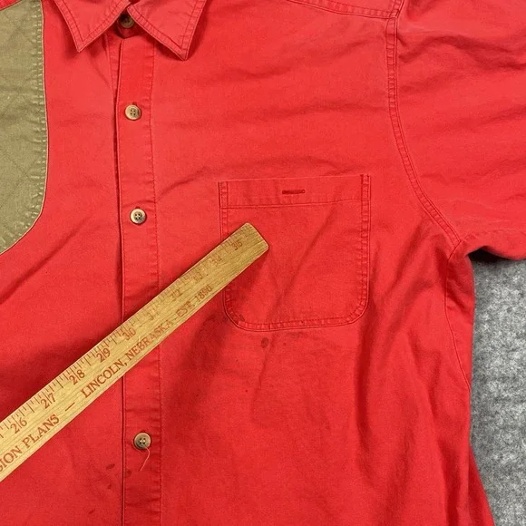 VTG Columbia Shirt Mens Large Red Rifle Elbow Patches Button Up Hunting Outdoors - Picture 3 of 10